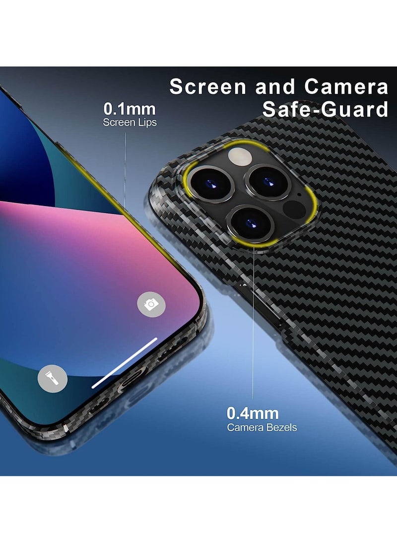 Color Fans - Apple iPhone 13 Pro Max Real Carbon Fiber Case Compatible with Magsafe, Ultra Slim Lightweight, Anti-Scratch Aramid iPhone 13 Pro Max Cover Black(Big Hole) - Image 1