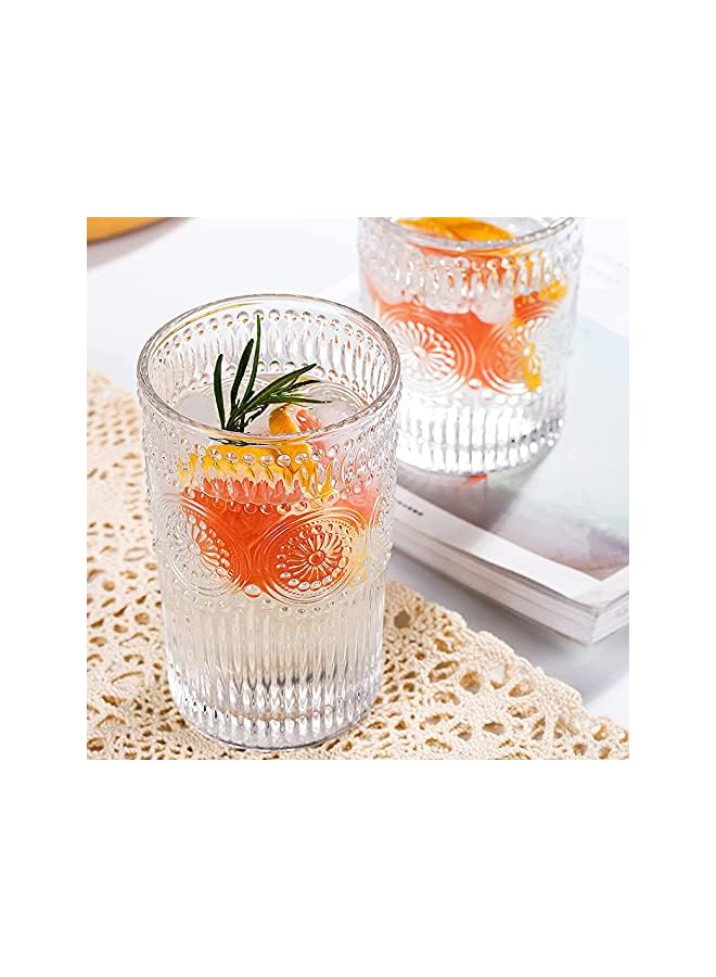 KASTWAVE Drinking Glasses, 4 Pack Crystal Glasses, Romantic Glassware, Vintage Glassware Set, for Juice Beverages, Refreshments, Vintage Glassware Set for Dinner Parties, Restaurants, Home - Image 5