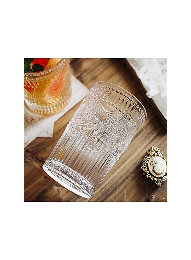 KASTWAVE Drinking Glasses, 4 Pack Crystal Glasses, Romantic Glassware, Vintage Glassware Set, for Juice Beverages, Refreshments, Vintage Glassware Set for Dinner Parties, Restaurants, Home - Image 3