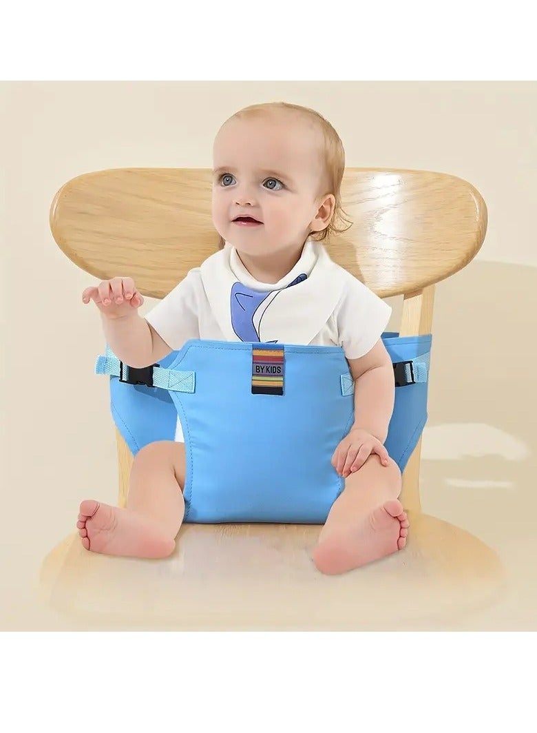 Little tots Adjustable Baby Dining Chair Safety Belt - Portable High Chair Harness for Babies & Toddlers, Lead-Free Polyester Material, Secure Cross Fixation Strap Blue Color  - Image 1