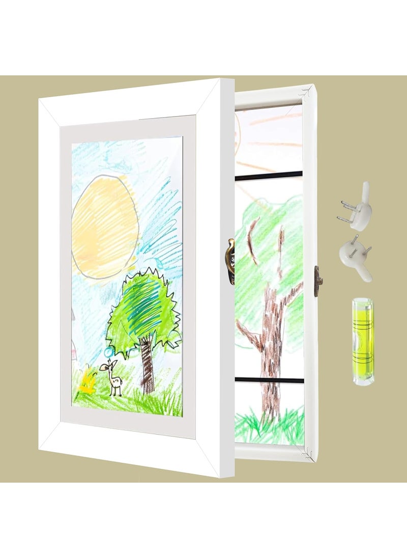 Art Street Art Street A4 Children Picture Frame Front Opening Gallery Style Horizontal Vertical Rectangle Replaceable Utility Frame & Easy Swappable Kids Artwork Frame Home Décor For Kids Drawing Art Project (White, Size 9.2x12.6 inch)  - Image 1