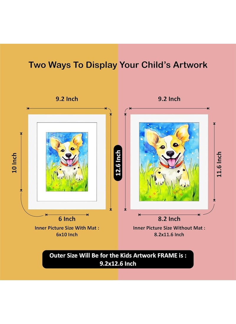 Art Street Art Street A4 Children Picture Frame Front Opening Gallery Style Horizontal Vertical Rectangle Replaceable Utility Frame & Easy Swappable Kids Artwork Frame Home Décor For Kids Drawing Art Project (White, Size 9.2x12.6 inch)  - Image 2