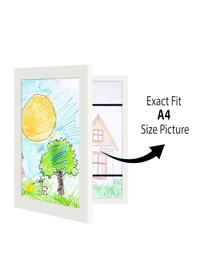 Art Street Art Street A4 Children Picture Frame Front Opening Gallery Style Horizontal Vertical Rectangle Replaceable Utility Frame & Easy Swappable Kids Artwork Frame Home Décor For Kids Drawing Art Project (White, Size 9.2x12.6 inch)  - Image 3