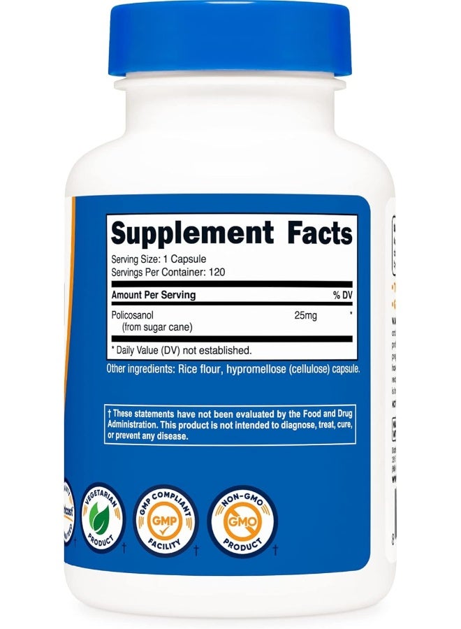 Nutricost Policosanol 25mg, 120 Capsules - Gluten Free, Non-GMO, and Vegetarian Friendly - Image 4