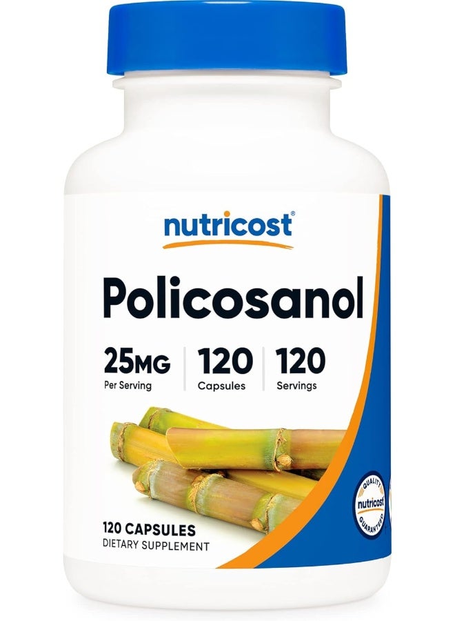 Nutricost Policosanol 25mg, 120 Capsules - Gluten Free, Non-GMO, and Vegetarian Friendly - Image 1