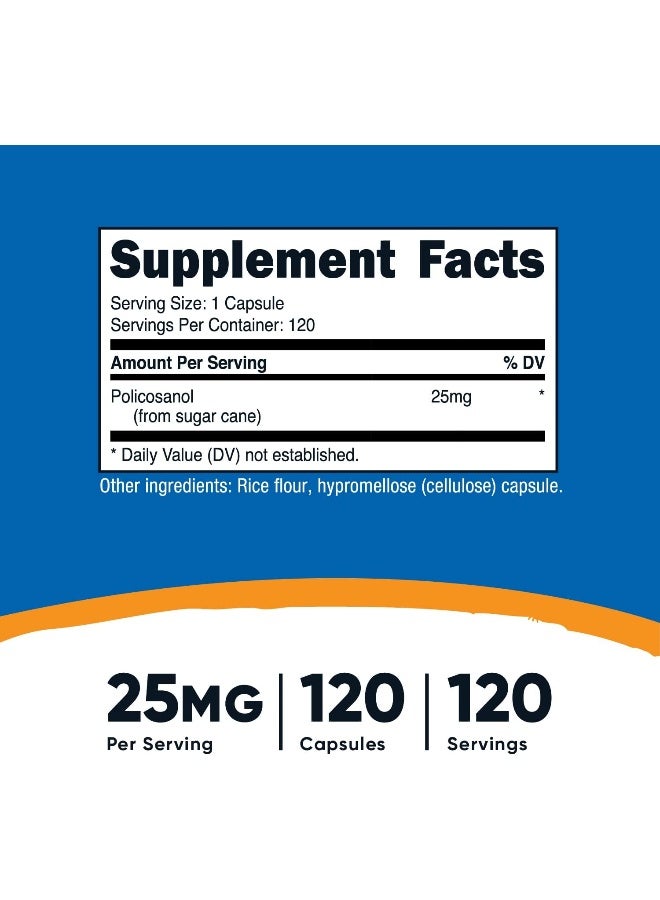 Nutricost Policosanol 25mg, 120 Capsules - Gluten Free, Non-GMO, and Vegetarian Friendly - Image 2