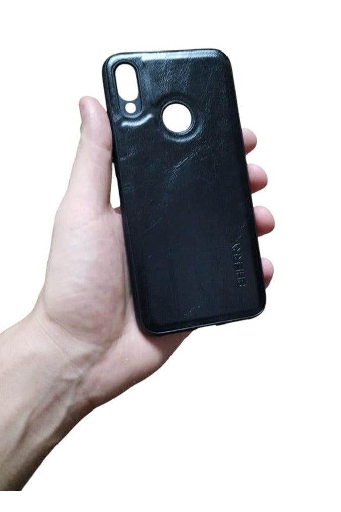 Back Leather Shiny Case For Xiaomi Redmi Note 7 - Black