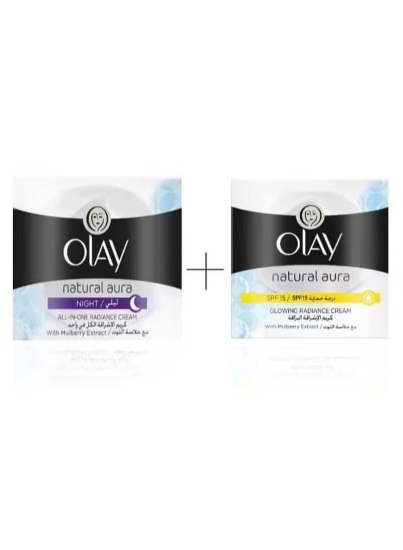 Olay Pack Of 2 Natural White All In One Night Skin And Glowing Fairness Cream Day SPF 24 Natural White 50grams
