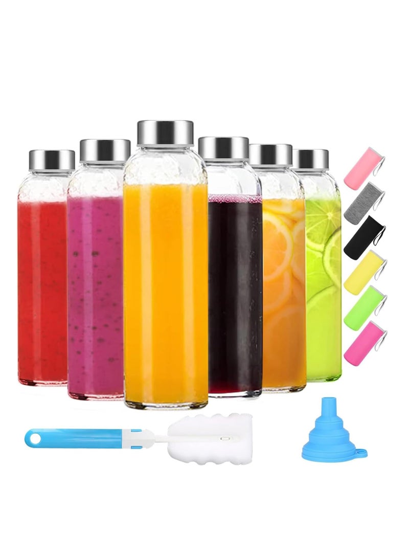 بريميفي 6 عبوات من الزجاجات الشفافة الفارغة مع أغطية وأكمام من الفولاذ المقاوم للصدأ، 18 أونصة - Image 1