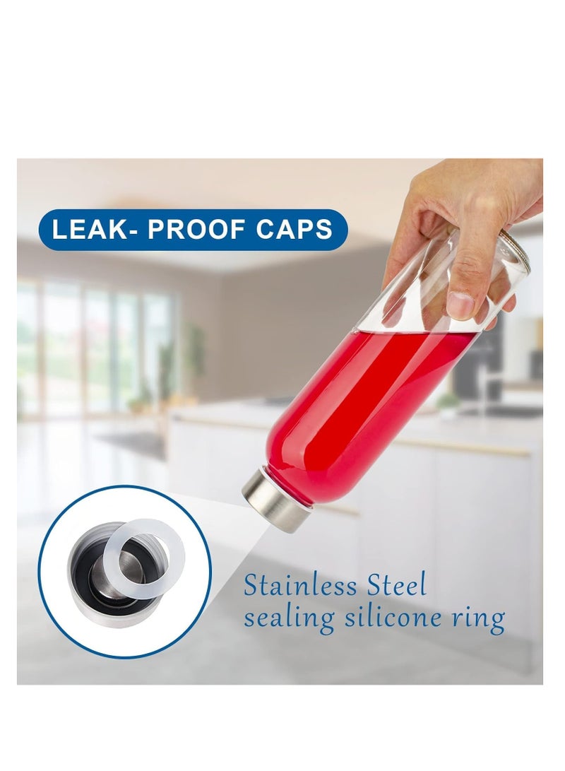 بريميفي 6 عبوات من الزجاجات الشفافة الفارغة مع أغطية وأكمام من الفولاذ المقاوم للصدأ، 18 أونصة - Image 2