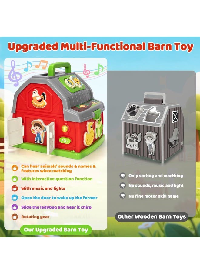 Aigybobo Montessori Toddler Toys for 1 2 3 Year Old Gifts, Musical Farm Animal Barn Toy for Boys Girls, Shape Sorting Fine Motor Learning Toy for Toddlers 1-2 2-3, Christmas Birthday Gift for Baby 12-18 Months - Image 4