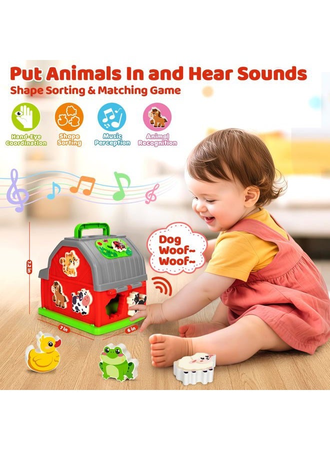 Aigybobo Montessori Toddler Toys for 1 2 3 Year Old Gifts, Musical Farm Animal Barn Toy for Boys Girls, Shape Sorting Fine Motor Learning Toy for Toddlers 1-2 2-3, Christmas Birthday Gift for Baby 12-18 Months - Image 3