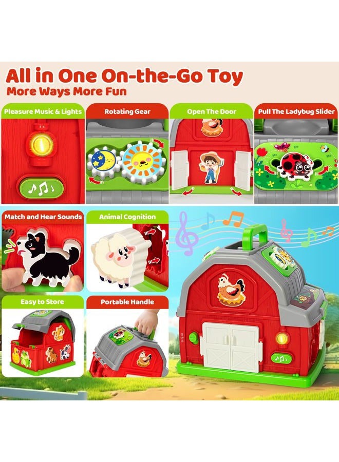 Aigybobo Montessori Toddler Toys for 1 2 3 Year Old Gifts, Musical Farm Animal Barn Toy for Boys Girls, Shape Sorting Fine Motor Learning Toy for Toddlers 1-2 2-3, Christmas Birthday Gift for Baby 12-18 Months - Image 2