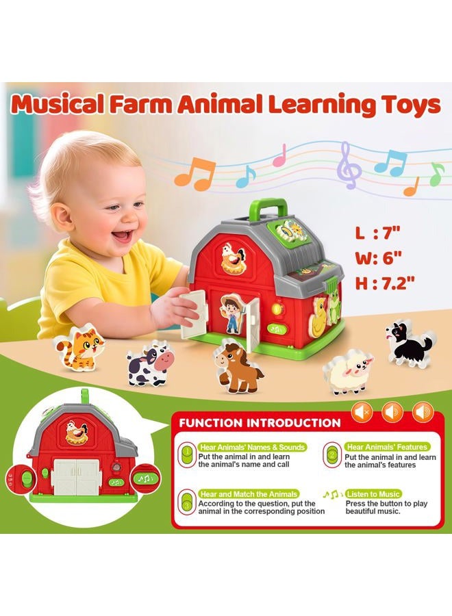 Aigybobo Montessori Toddler Toys for 1 2 3 Year Old Gifts, Musical Farm Animal Barn Toy for Boys Girls, Shape Sorting Fine Motor Learning Toy for Toddlers 1-2 2-3, Christmas Birthday Gift for Baby 12-18 Months - Image 5