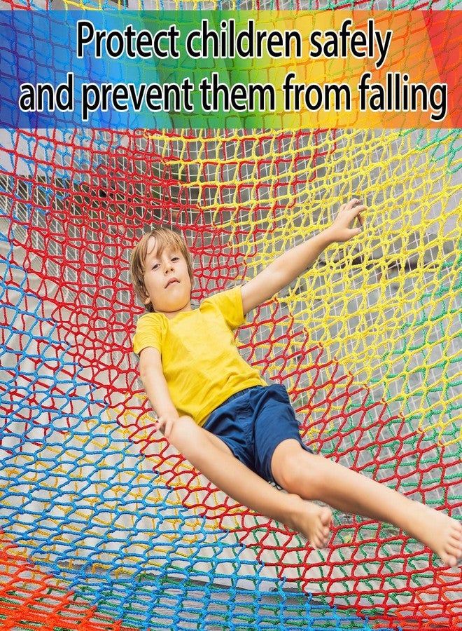 Woanger Climbing Cargo Net 6.5 x 9.8 ft Large Kids Backyard Climbing Net Double Layers Playground Safety Net with Storage Bag for Monkey Bar, Treehouse Accessories (Rainbow Colors) - Image 5
