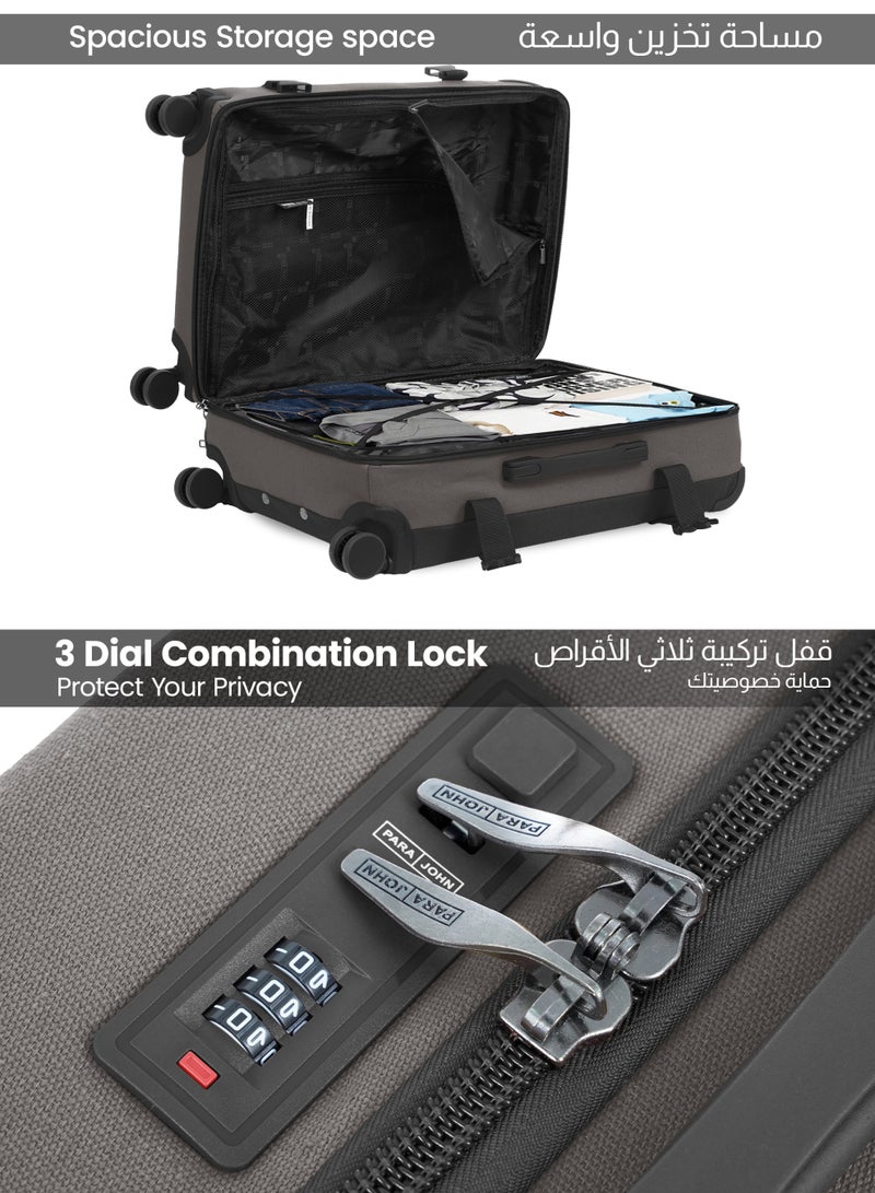 PARAJOHN Retro 3-Piece Canvas Luggage Set | 20/24/28 Inch Suitcases | 8-Wheel 360° Spinner Trolley | Travel Hard Case Set Grey - Image 5