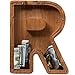 ladenk 12 Inch Extra Large Wooden Kids Letter Piggy Bank Piggy Bank for Boys Girls Initial R Bank Alphabet Money Bank for Birthday - Image 2