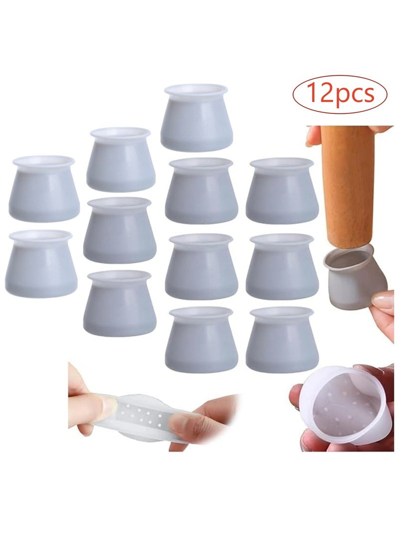 12pcs سيليكون كرسي ساق حماية الأرضية ، الأثاث غطاء حماية السيليكون ، البراز ساق حماية الغطاء ، غطاء الأثاث الدائري الجدول القدم ، حماية الأرضية الأرضيات من الخدوش تقليل الضوضاء (رمادي 12pcs) - Image 1