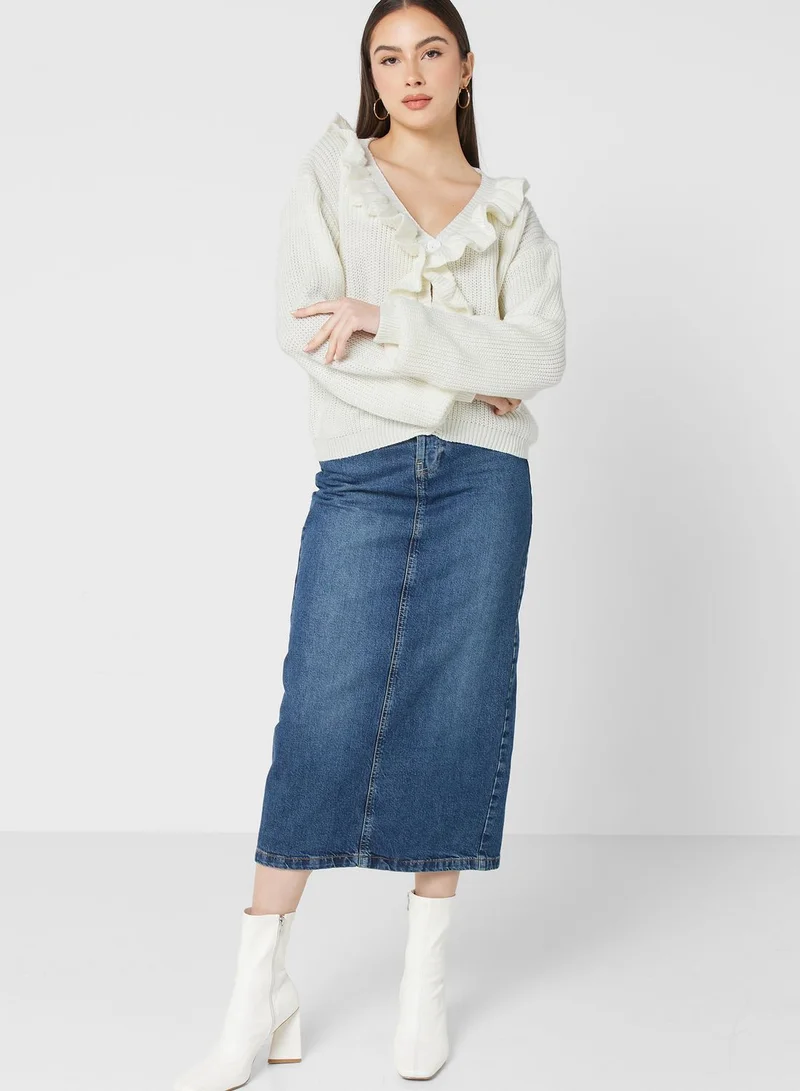 ELLA Ruffle Front Cardigan