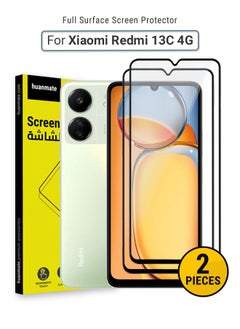 2 Pieces Xiaomi Redmi 13C 4G Screen Protector – Premium Edge to Edge Tempered Glass, High Transparency, Delicate Touch, Anti-Explosion, Smooth Arc Edges, Easy Installation