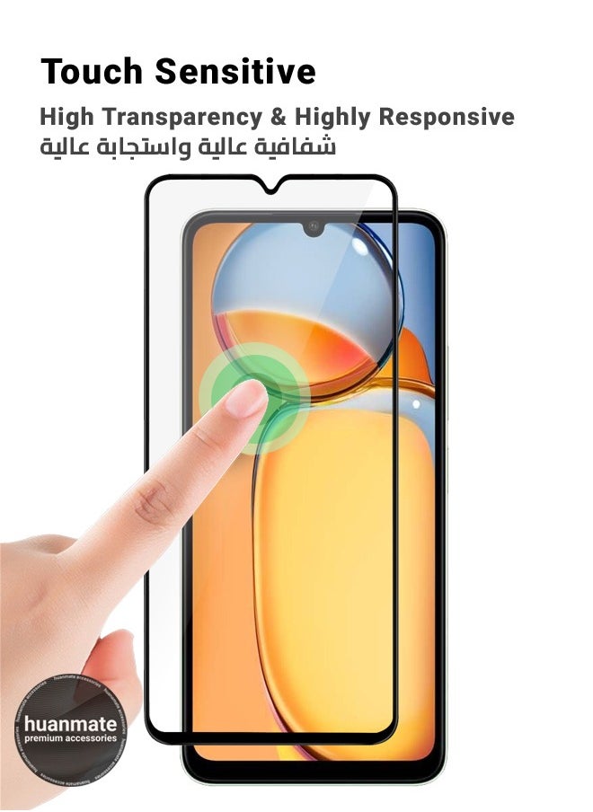 huanmate - 2 Pieces Xiaomi Redmi 13C 4G Screen Protector – Premium Edge to Edge Tempered Glass, High Transparency, Delicate Touch, Anti-Explosion, Smooth Arc Edges, Easy Installation - Image 1