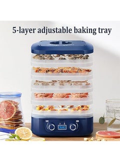 ET-LIFE Mini Food Dehydrator Machine 5 Trays With Digital Timer And Temperature Control For Fruit Vegetable Meat Beef Jerky 160W HM-801 Blue  - Image 4
