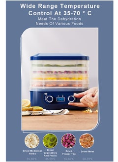 ET-LIFE Mini Food Dehydrator Machine 5 Trays With Digital Timer And Temperature Control For Fruit Vegetable Meat Beef Jerky 160W HM-801 Blue  - Image 5