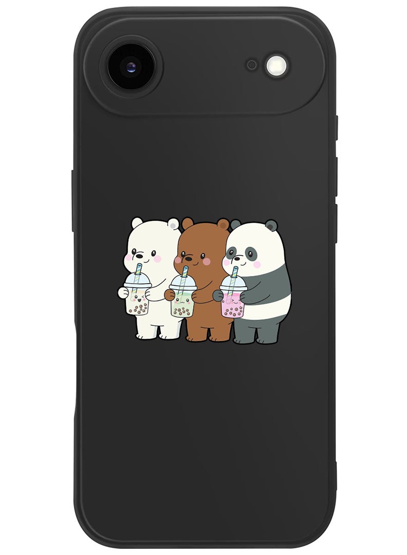 Theodor Protective Slim Fit Case Liquid Silicone Cover with Full Body Protection Anti-Scratch Shockproof Case For Apple iPhone 17 Air (Black) 3 Panda Drinking - Image 1