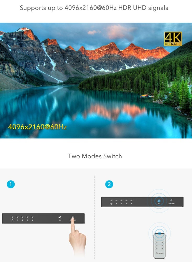 لينكينج سويتش HDMI 4×1 بدقة 4K@60Hz LKV401HDR-V3.0 - Image 5