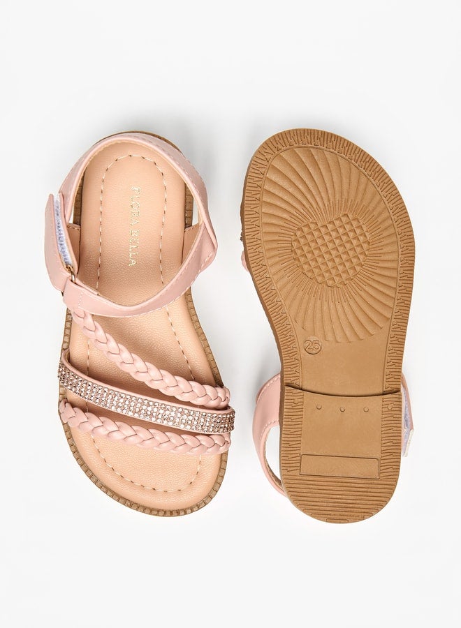 Flora Bella By Shoexpress Girls Embellished Sandals with Hook and Loop Closure  - Image 5