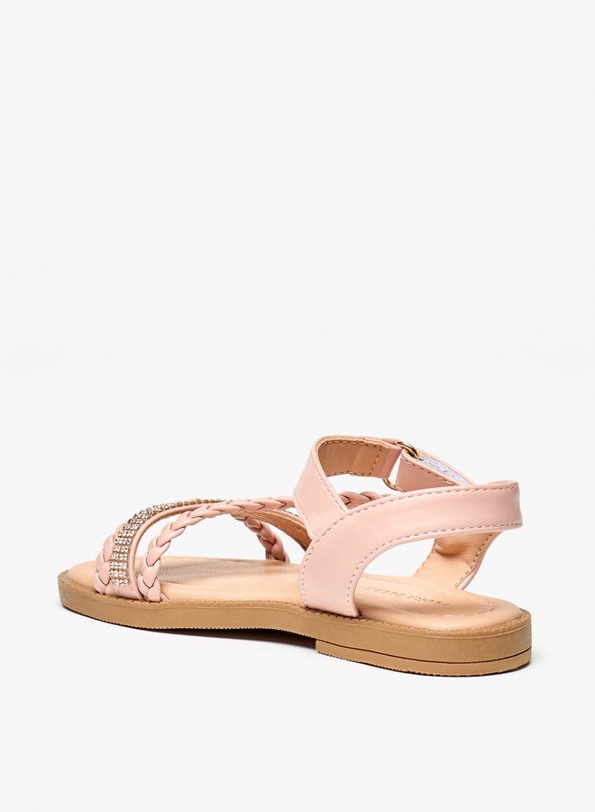 Flora Bella By Shoexpress Girls Embellished Sandals with Hook and Loop Closure  - Image 3