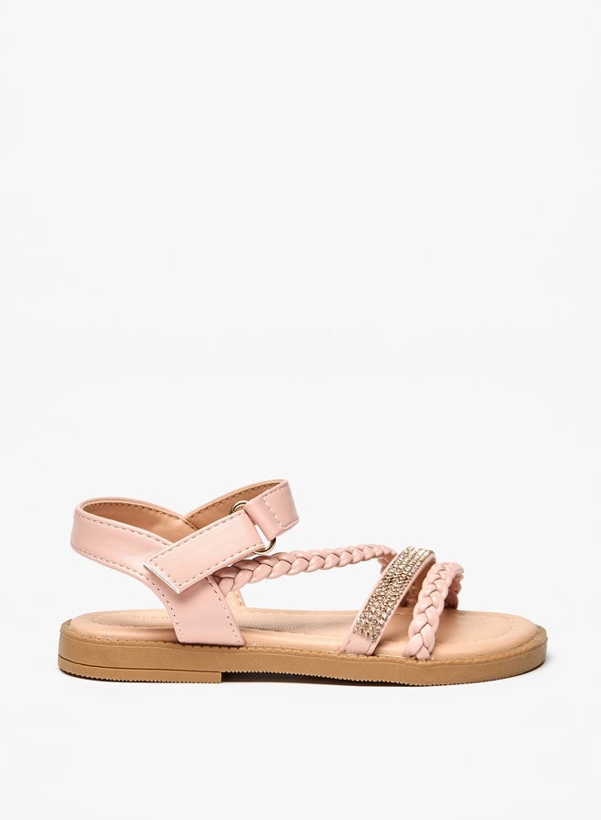 Flora Bella By Shoexpress Girls Embellished Sandals with Hook and Loop Closure  - Image 1
