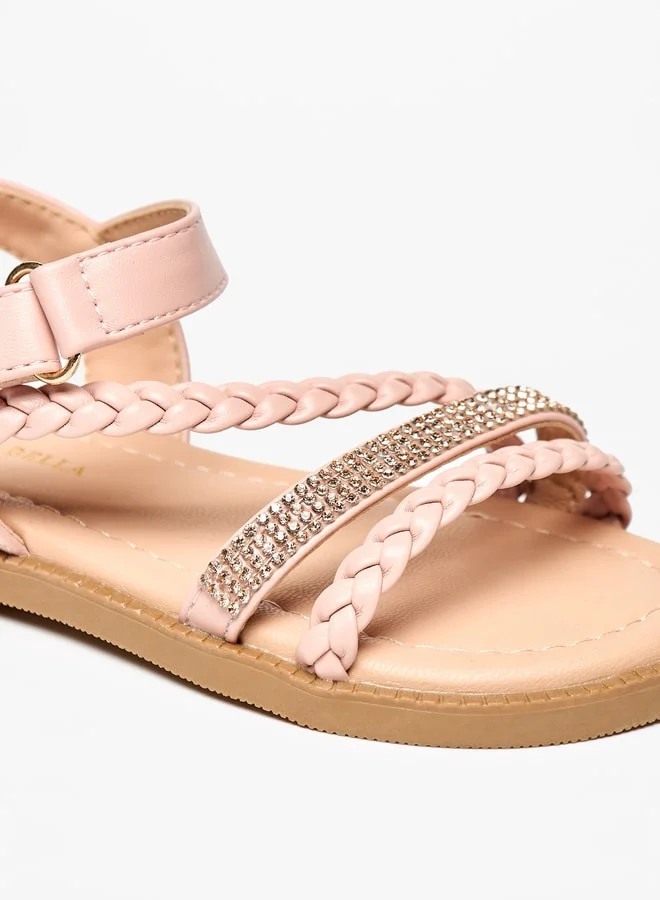 Flora Bella By Shoexpress Girls Embellished Sandals with Hook and Loop Closure
