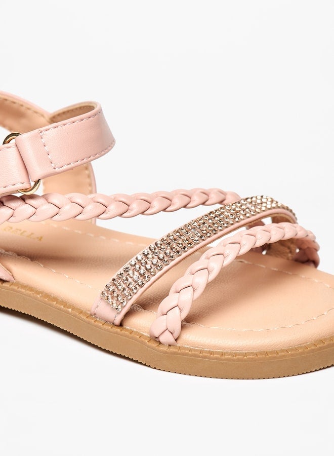 Flora Bella By Shoexpress Girls Embellished Sandals with Hook and Loop Closure  - Image 4