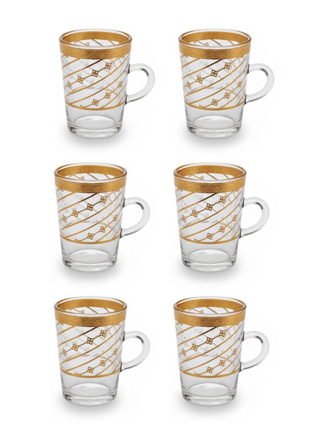Dove 6-Piece Glass Tea Cup Set Clear/Gold 90ML - Image 1