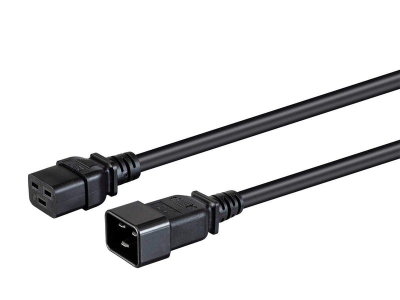 Monoprice Heavy Duty Extension Cord - IEC 60320 C20 to IEC 60320 C19, 20 Amp, 5000 Watt, 250 Volt, 12AWG, 6 Feet, Black - Image 1