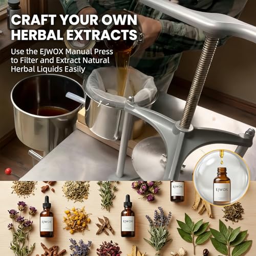 EJWOX Manual Cheese Press, 0.8 Gallon Heavy Duty Food Press for Cheese, Tofu & Vegetable Dehydration – Stainless Steel Basket Herb & Tincture Press with Filter Bags, Not for Hard Fruits - Image 3