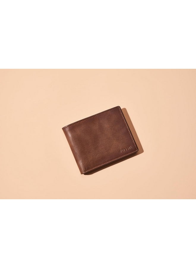 FOSSIL Fossil Men's Derrick Leather RFID-Blocking Bifold with Flip ID Wallet, Brown, (Model: ML3681200)  - Image 4