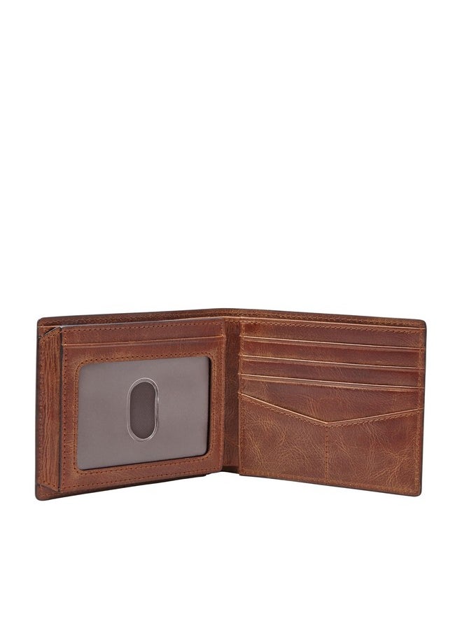FOSSIL Fossil Men's Derrick Leather RFID-Blocking Bifold with Flip ID Wallet, Brown, (Model: ML3681200)  - Image 1