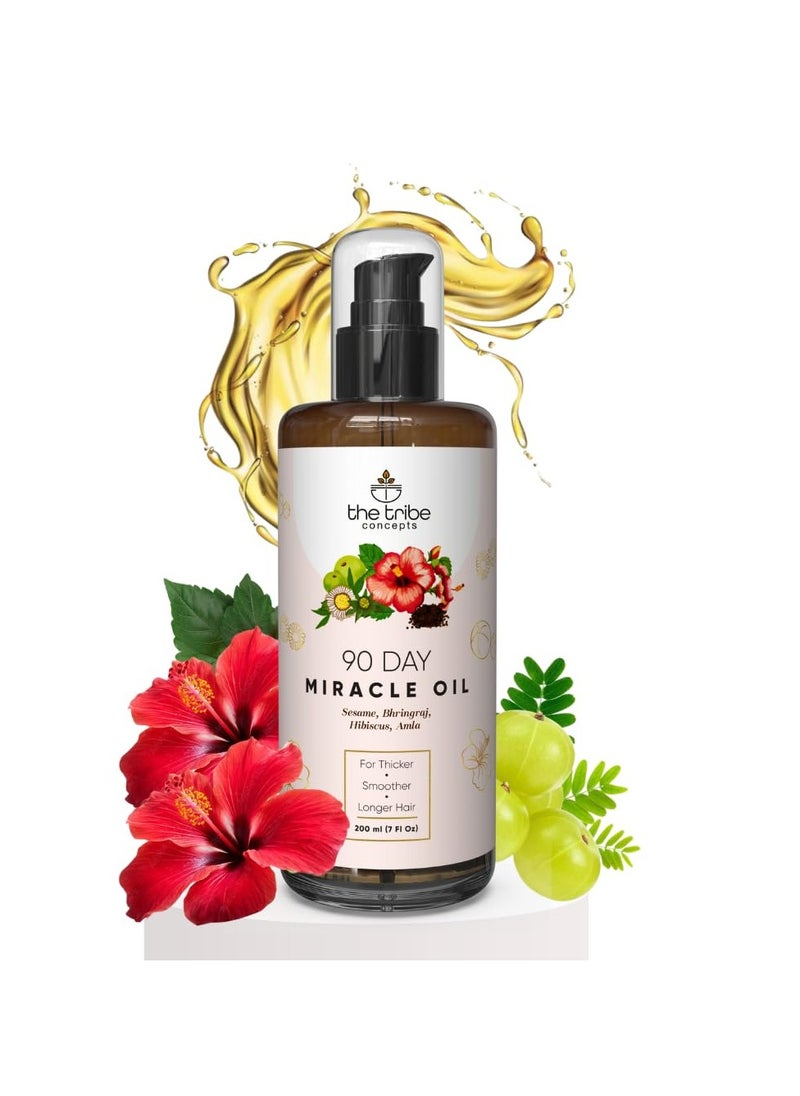 The Tribe Concepts - The Tribe Concepts 90 Day Miracle Hair Growth Oil, Anti Hairfall Oil for Breakage, Hair Fall Control Oil contains Bhringraj, Hibiscus & Amla Oil For Hair, 100% Chemical Free & Natural - 200 ml - Image 1