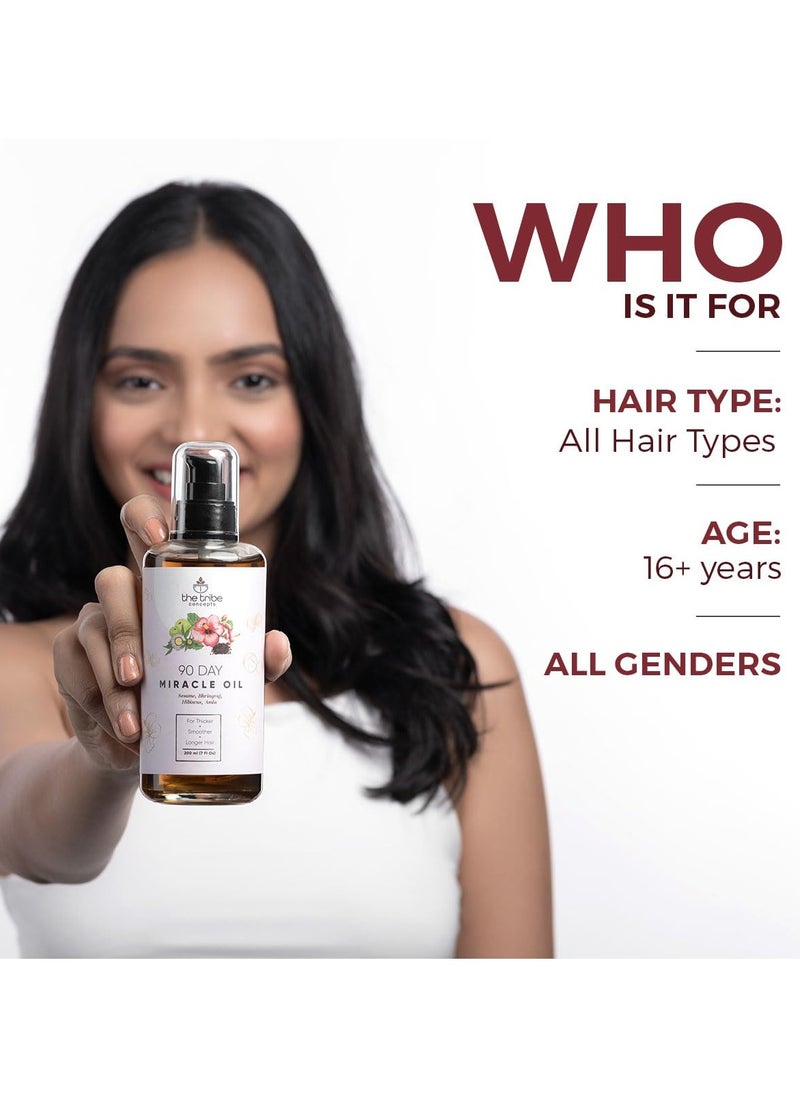 The Tribe Concepts - The Tribe Concepts 90 Day Miracle Hair Growth Oil, Anti Hairfall Oil for Breakage, Hair Fall Control Oil contains Bhringraj, Hibiscus & Amla Oil For Hair, 100% Chemical Free & Natural - 200 ml - Image 1