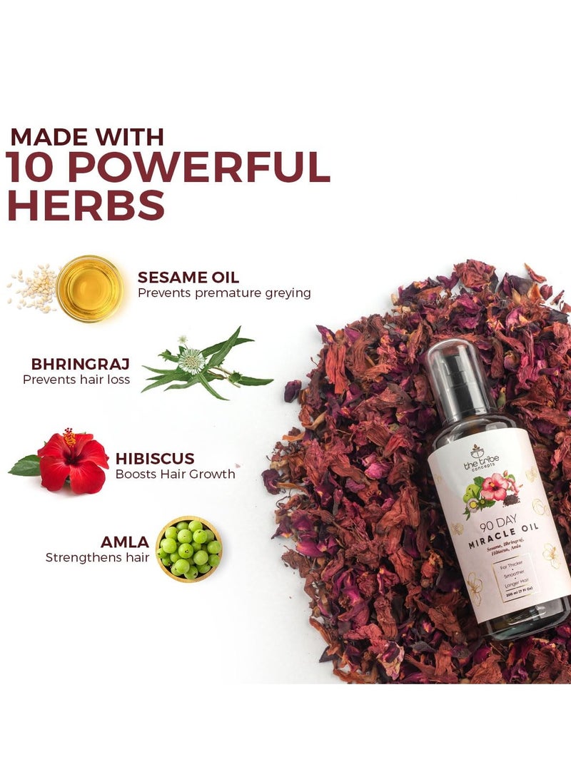 The Tribe Concepts - The Tribe Concepts 90 Day Miracle Hair Growth Oil, Anti Hairfall Oil for Breakage, Hair Fall Control Oil contains Bhringraj, Hibiscus & Amla Oil For Hair, 100% Chemical Free & Natural - 200 ml - Image 1