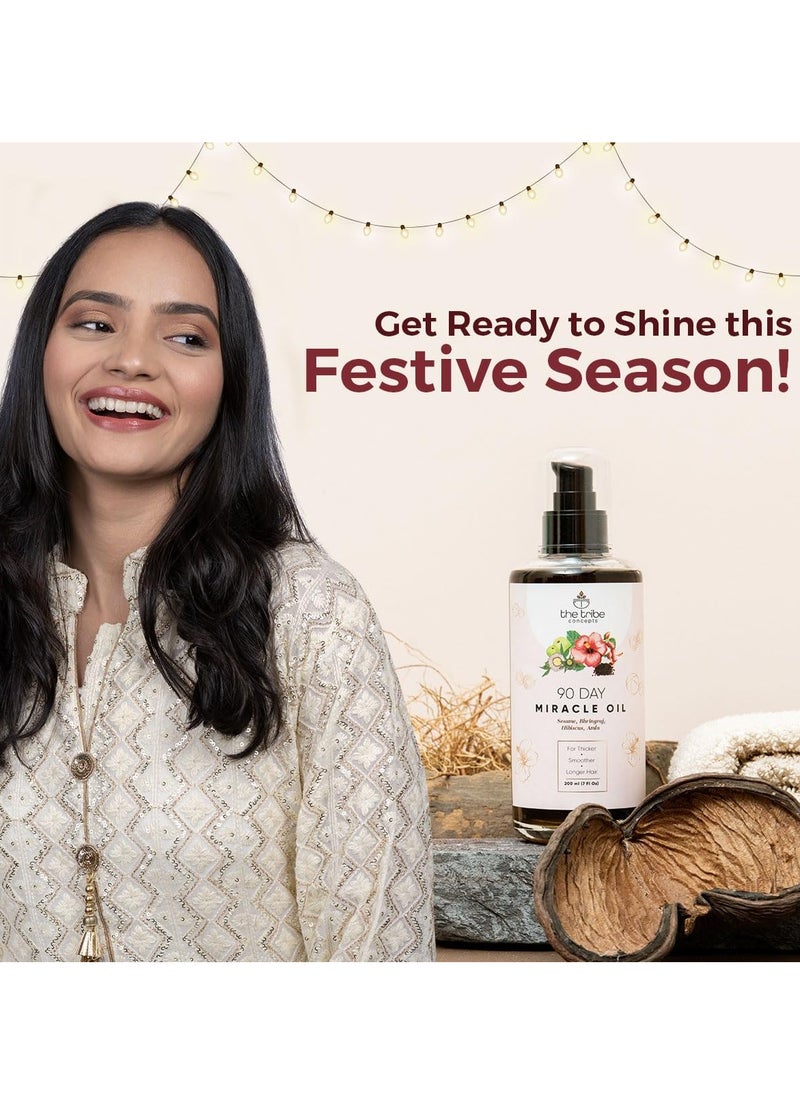 The Tribe Concepts - The Tribe Concepts 90 Day Miracle Hair Growth Oil, Anti Hairfall Oil for Breakage, Hair Fall Control Oil contains Bhringraj, Hibiscus & Amla Oil For Hair, 100% Chemical Free & Natural - 200 ml - Image 1