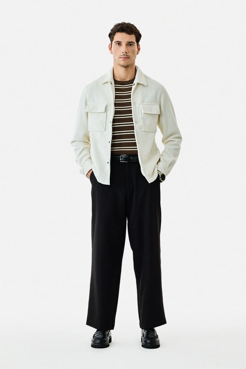 SNITCH Cream Solid Long Sleeve Regular Fit Jacket