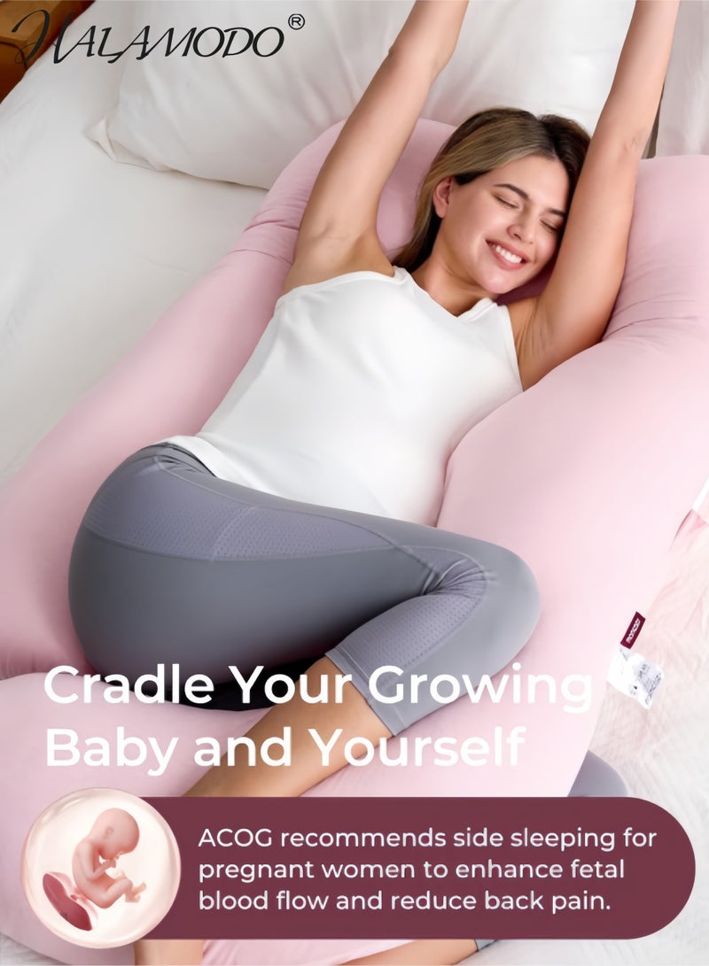 HALAMODO Pregnancy Pillows for Sleeping, U Shaped Full Body Maternity Pillow for Side Sleeping - Support for Back, Legs, Belly(51inch) - Image 3
