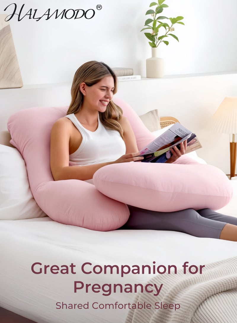 HALAMODO Pregnancy Pillows for Sleeping, U Shaped Full Body Maternity Pillow for Side Sleeping - Support for Back, Legs, Belly(51inch) - Image 5