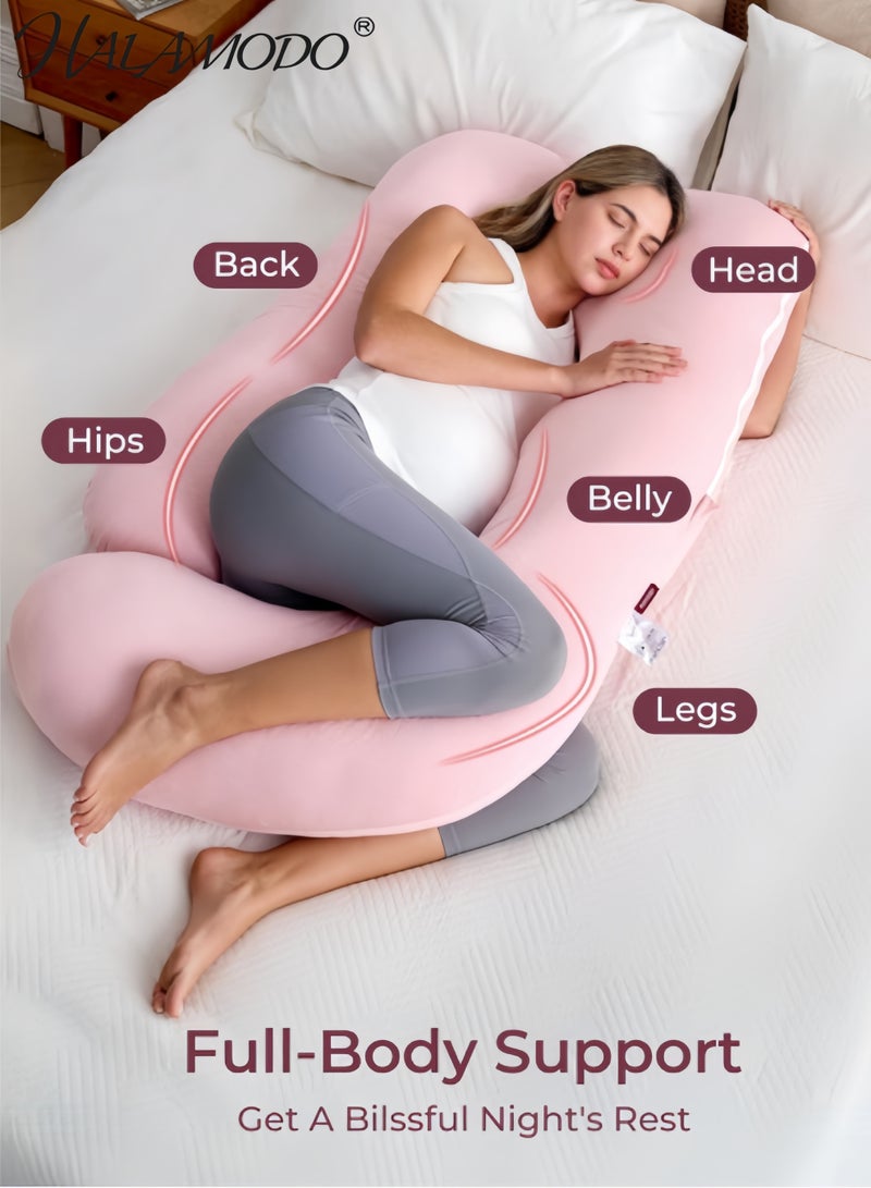HALAMODO Pregnancy Pillows for Sleeping, U Shaped Full Body Maternity Pillow for Side Sleeping - Support for Back, Legs, Belly(51inch) - Image 4