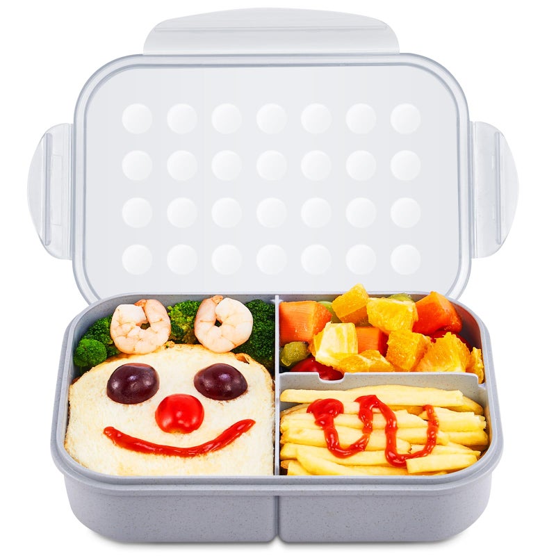 MISS BIG Bento Box for Kids, Leakproof Lunch Box, No BPAs & Chemical Dyes, M/W, D/W & Fridge Safe (1150ml Gray) - Image 1
