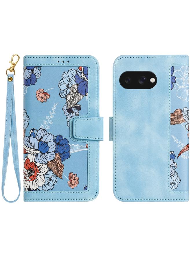 S-TOP Case For Google Pixel 9a Floral Pattern Leather Phone Case with Lanyard - Image 1