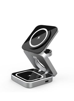 3 in 1 Charging Wireless Station for Apple, Foldable Travel Fast Wireless Charger Compatible with iPhone 16 15 14 13 12 Pro/Max/Plus, for Apple Watch 10-1/SE/Ultra/Ultra 2, AirPods 4/3/2/Pro
